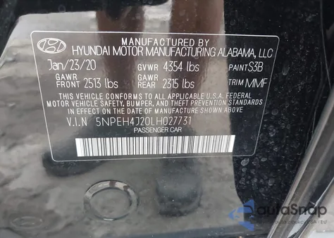 2020 Hyundai Sonata Limited from USA, damaged, VIN 5NPEH4J20LH027731